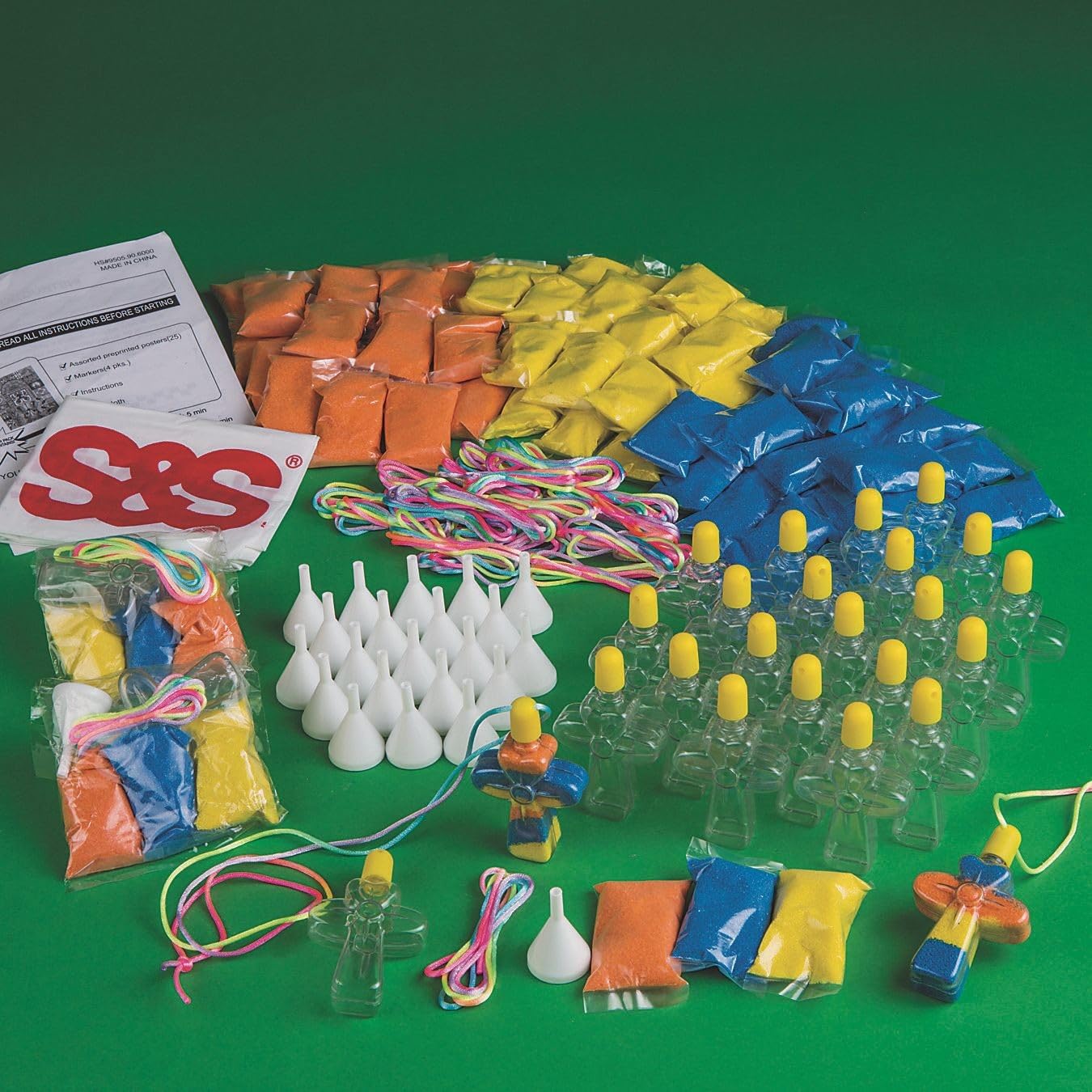 S&S Worldwide Sand Art Cross Necklace Craft Kit, Create Colorful Cross Necklaces by Layering Included Sand, Great Group Project