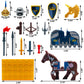 Miutrue Knights Block Toy Set - 10 Weapons, 4 Horses, 10 Figures, Multicolour, Small, Plastic