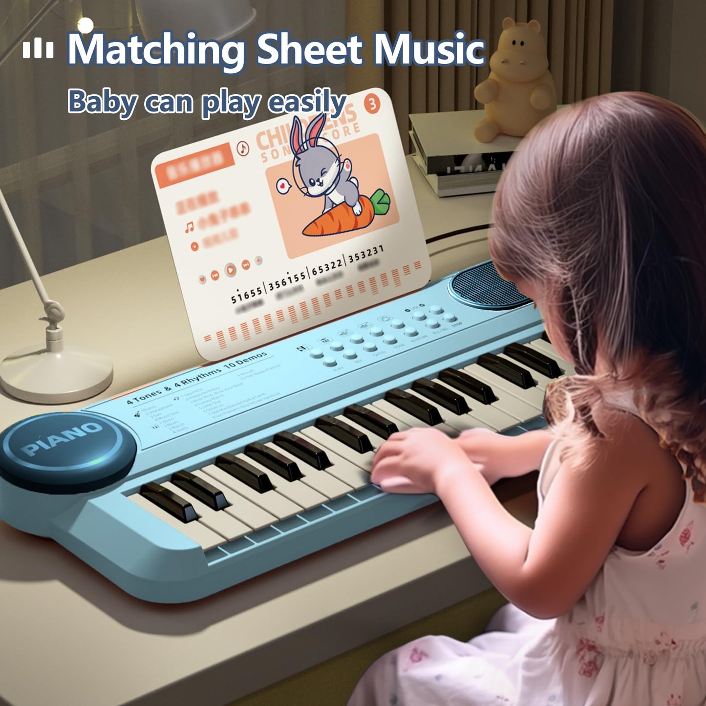 Keyboard Piano for Kid  37 Keys Baby Piano Music Keyboard with Microphone & Music Stand  Portable Instruments for Toddler 1-3  Beginners Electric Educational Birthday Gift for Boy Girl Age 2 3 4