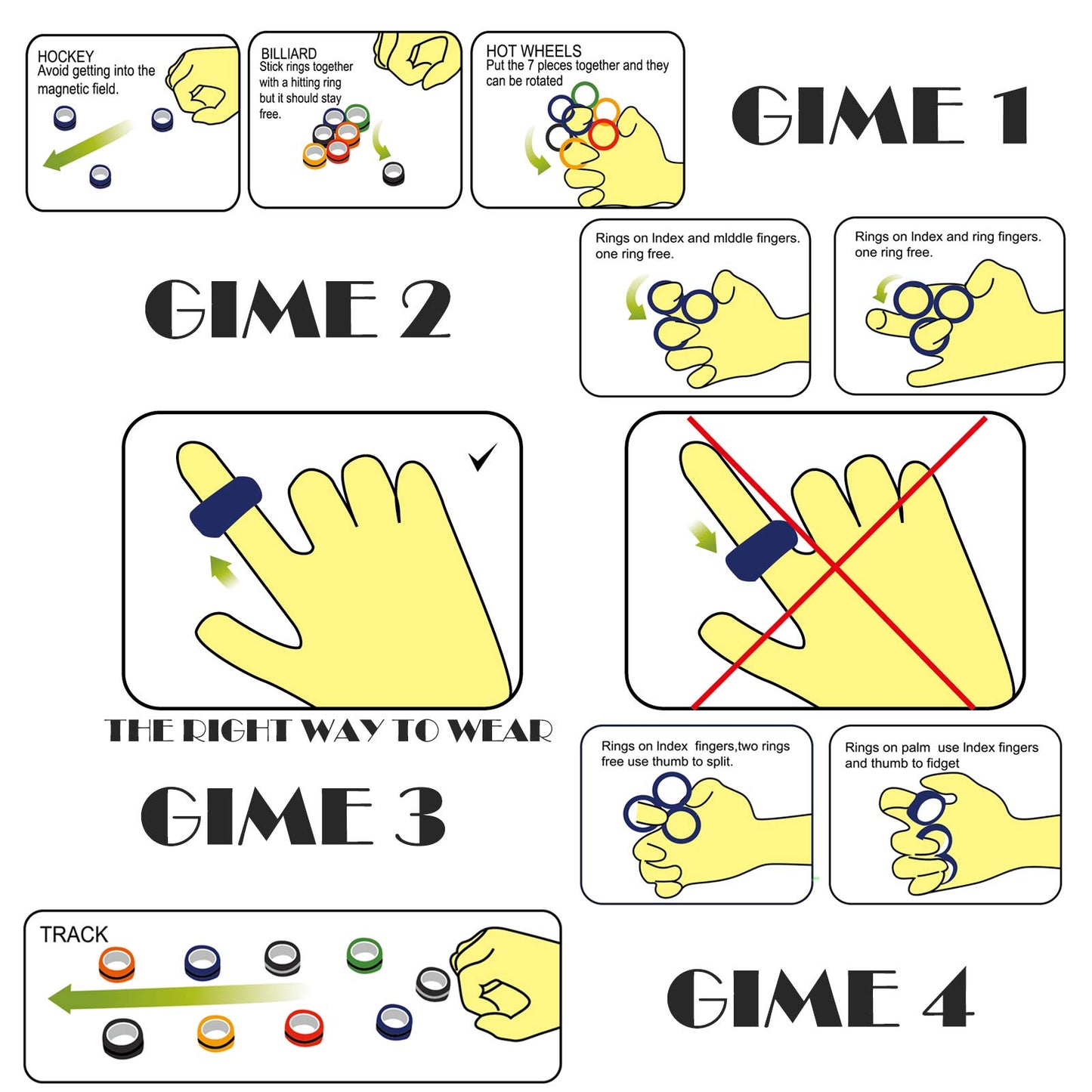 Magnetic Rings Fidget Toy Set  Idea ADHD Fidget Toys  mature-themed Fidget Magnets Spinner Rings for Anxiety Relief Therapy  Fidget Pack Great Gift for mature-themeds Teens Kids (3PCS)