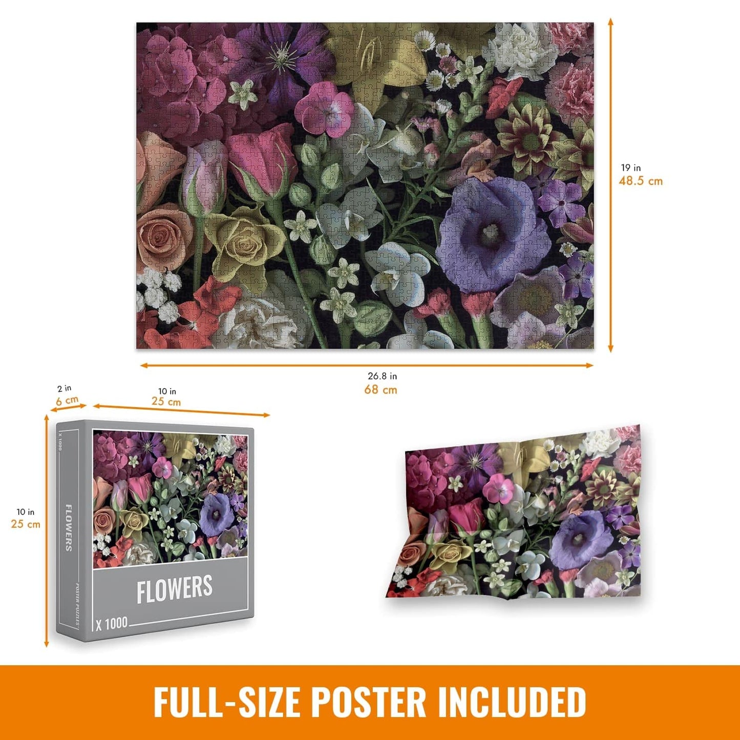 Cloudberries Flowers Puzzle  enhanced 1000 Piece Flower Jigsaw Puzzle for mature-themeds  Featuring an Ultra-Realistic Scanography Image  1000 Piece Puzzles