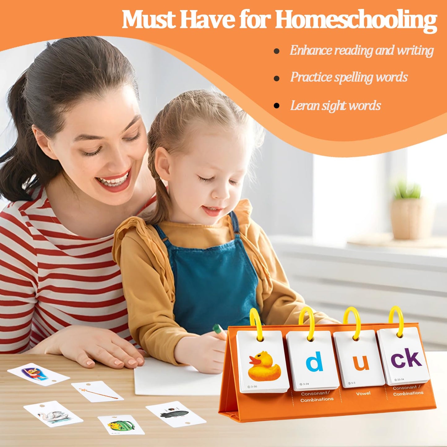 Alened Phonics Flash Cards Learn To Read Cvc Word Builder Games, Sight Words Games For Kindergarten Classroom Supplies, Preschoo