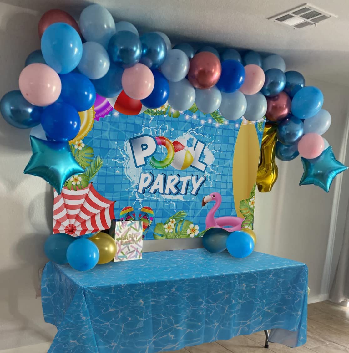 Winter Ocean Waves Plastic Tablecloth 86x52in Ocean Party Table Cover Ocean Under The Sea Tablecloth Blue for Beach Pool Birthda