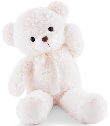 Yunnasi Big Teddy Bear Stuffed Animal 35 Inches Giant Stuffed Bear Gift For Girlfriend Children On Birthday Valentine'S Day Christmas, White