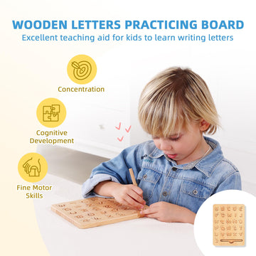 Oook 4 In 1 Montessori Set Alphabet Learning Toys Includes Wooden Letters Practicing Board, Spelling Games With Flash Cards, Alp