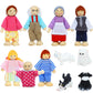 Onest 11 Pieces Wooden Dollhouse Family Set Mini People Figures Sets Dollhouse Dolls Wooden Doll Family Pretend Play Figures Accessories For Pretend Doll House Toy