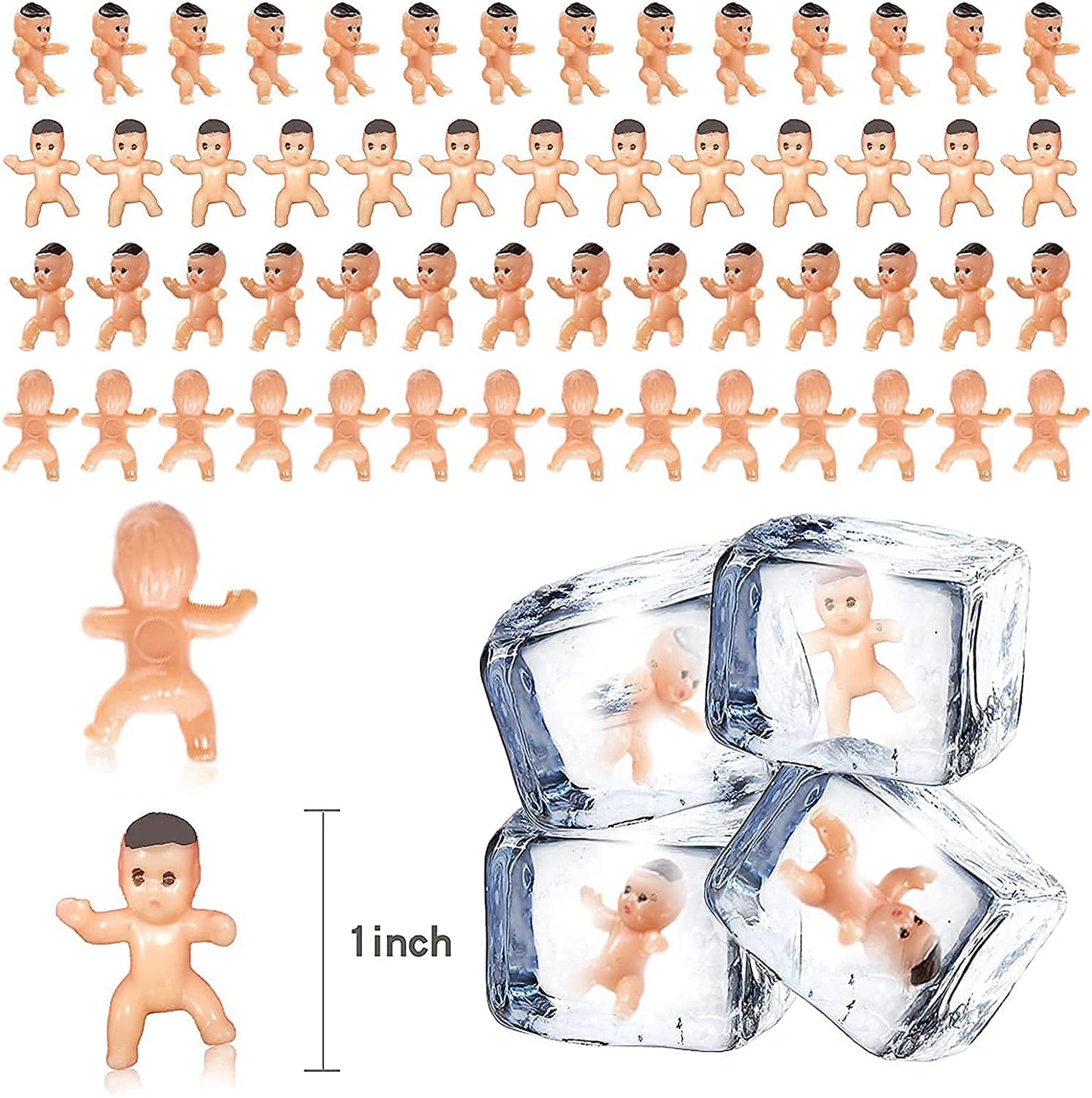 JUXINGDAZYF 180 Mini Plastic Baby Dolls - 1 Inch, Assorted Colors (Black, Latin, White) for Baby Shower Favors & Crafting