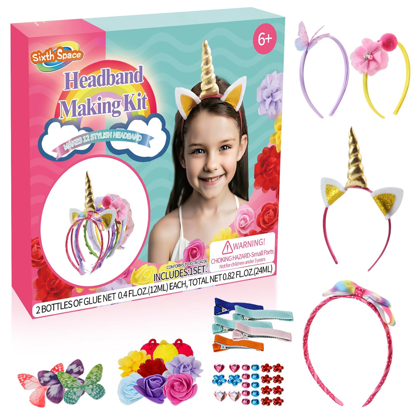 Headband Making Kit for Girls - Crafts for Girls Ages 6-8, Include 12 Headbands, Unique Birthday Gift Ideas for Girls, DIY Kits 