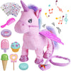 Remote Control Electronic Plush Unicorn Toy Pet for Girls 2-4 3-6 Years Old Interactive Walking Wiggle Bottom RC Leash Pink Unicorn Toy for 5 Years Old Toddler Kids Christmas Birthday Gift