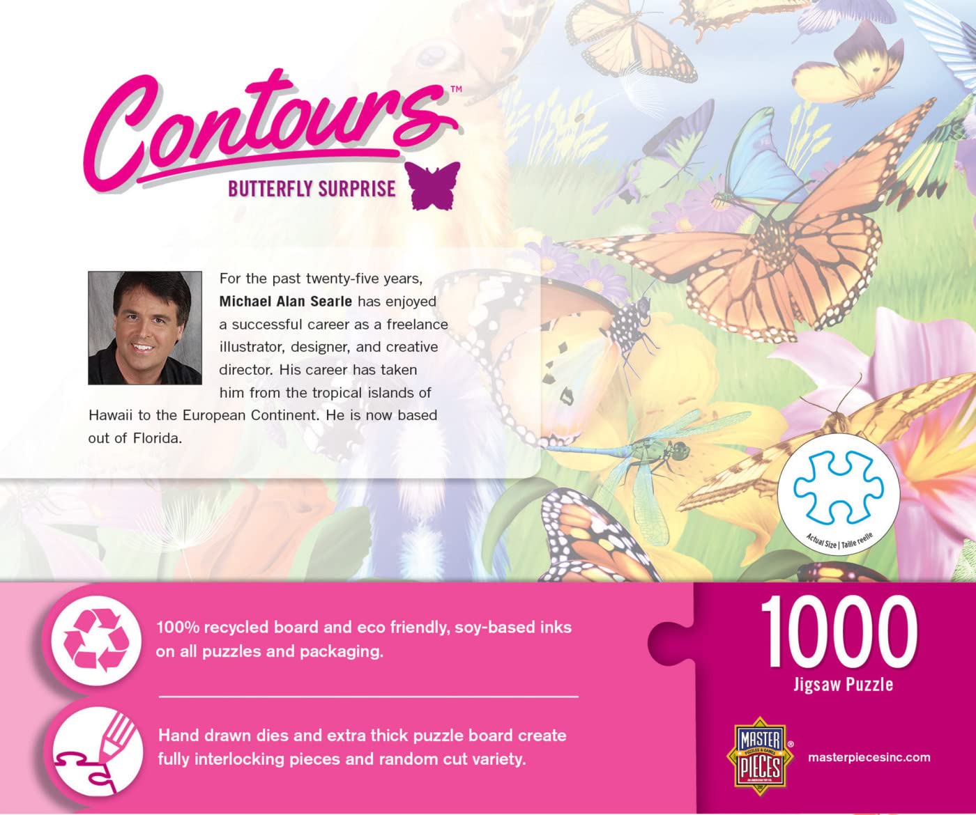 MasterPieces 1000 Piece Jigsaw Puzzle - Butterfly Surprise, Cardboard, 28.22"x 24.03", Model 72051, Ideal for Adults & Families