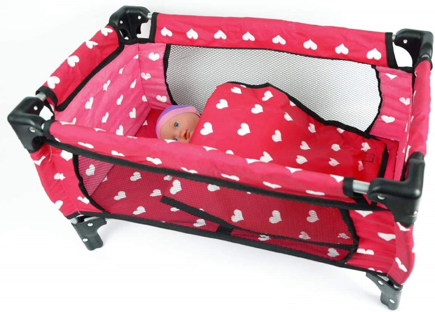 Doll Fold N' Store Pack N' Play - Doll Play Yard With Cute Hearts Design