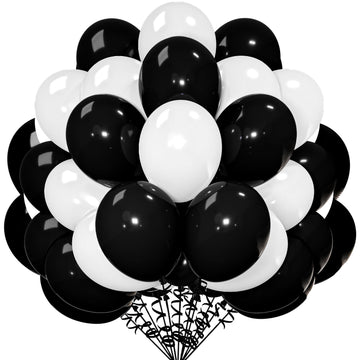 Cyttokl Black And White Balloons 12 Inch 100 Pack Black White Latex Helium Balloons For Birthday Wedding Baby Shower Party Decor