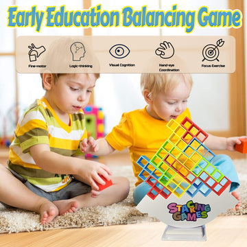 Clapet 32 Pcs Tetra Tower Stacking Game, Fun Balance Building Blocks Board Games For Kids Adults Family Party, Toys Gifts For Bo
