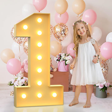 4Ft Marquee Light Up Numbers Letters, Mosaic Numbers For Balloons, Gaint Marquee Numbers, Number 1 Balloon For First Birthday, 1