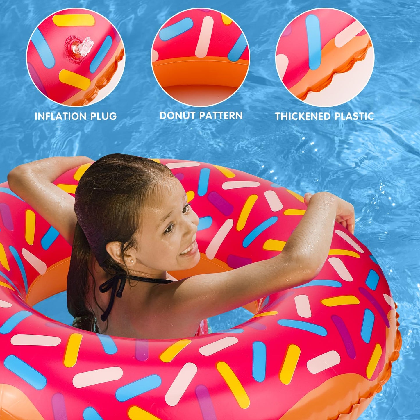Meooeck 12 Pcs Inflatable Donut Assorted Inflatable Suckers Birthday Party Decoration Candy Balloons Props Favors for Swimming P