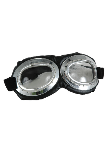 elope Mens Aviator Retro Vintage Steampunk Costume Goggles Silver & Black Halloween Costume Accessory