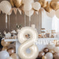 Suwen 40 Inch Cream White Number Balloon 8, Safe Material, Jumbo Mylar Birthday Party Decorations For Boy Or Girl Anniversary Pa