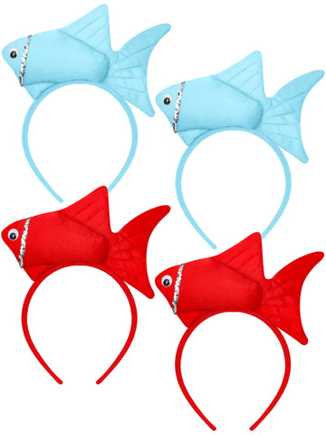 Luces Red And Blue Fish Headbands, Cute Kids Fish Styles Headbands, Fish Costume Accessories Dress Up Party Favors Supplies