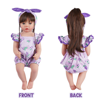Babeside 2 Pcs Reborn Baby Doll Clothes Set For 17-22 Inch Dolls, Fruit Pattern Baby Doll Clothes Accessories With Doll Headband For Realistic Newborn Baby Doll Girl, Purple Grapes