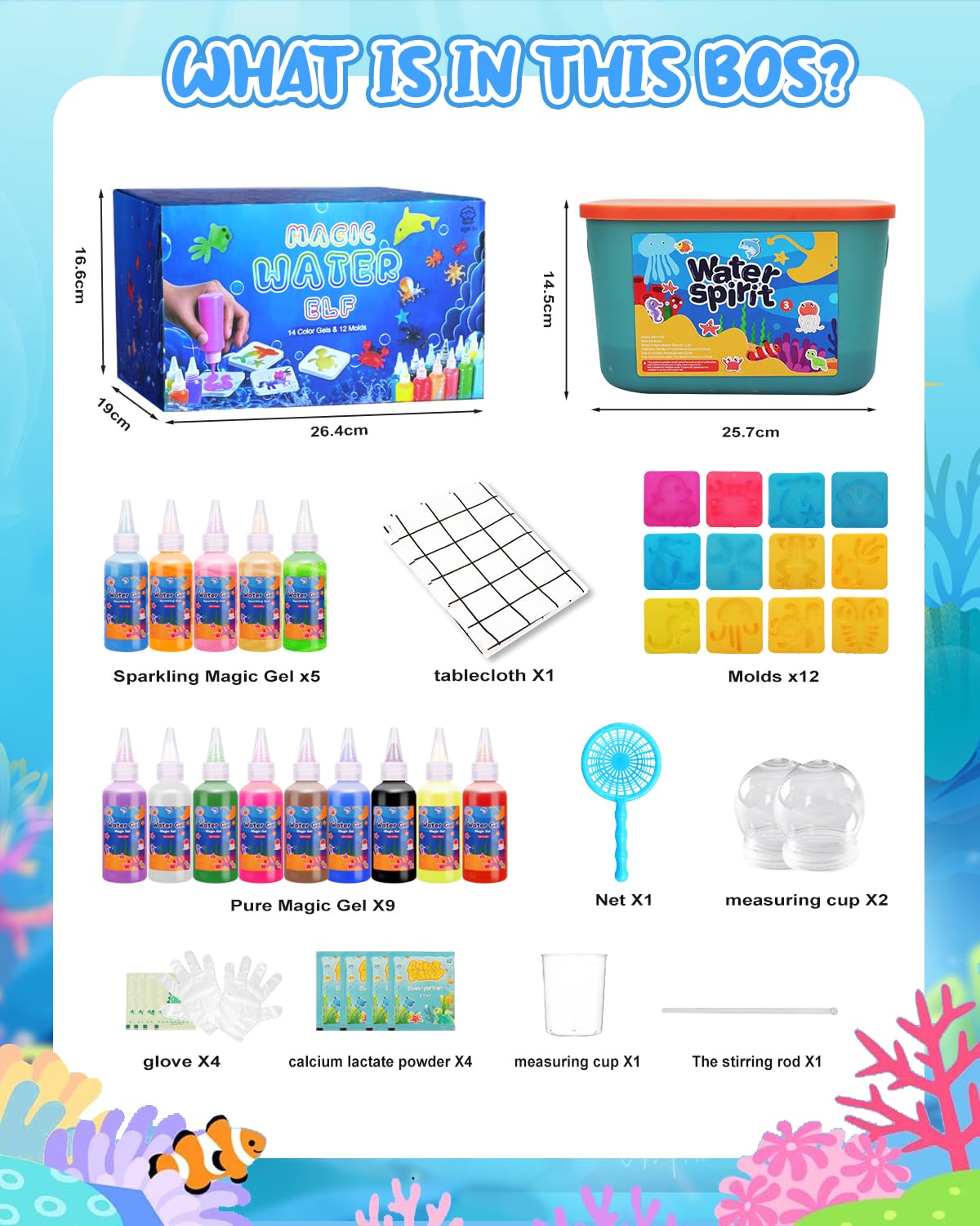 Juqueasy Magic Water Elf Toy Kit, Aqua Fairy Water Gel Kit for Kids with 12 Magic Gels and 12 Molds, Birthday Gifts, Arts & Craf