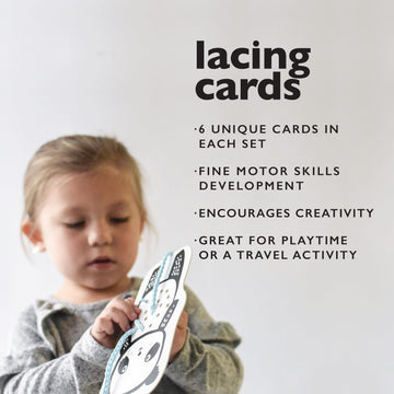 Wee Gallery Baby Animals Lacing Cards For Toddlers, Sewing Board Toy, Preschool Toys, Montessori Learning Activity For Kids, Learn Motor Skills, Colors, Travel Game, With Soy Inks (Ages 3 4 5 Years +)