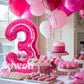 Suwen 40 Inch Hot Pink Large 3 Number Balloons Big Foil Helium Number Balloons 0-9 Jumbo Happy 3Rd Mylar Birthday Party Decorati