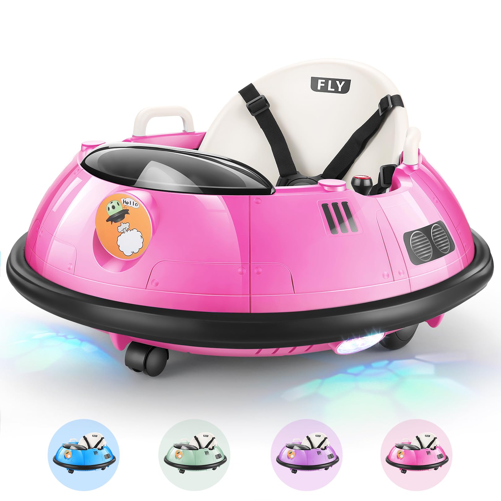Hikole Electric Bumper Car For Kids, Baby Bumping Toy Car With Remote Control, Flashing Led Lights, 360 Degree Spin, Safety Belt, Gift For Boys Girls, Blue