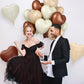 12 Pcs Heart Balloons, 18 inch CreamBrown Heart Shaped Balloons, Big Heart Helium Balloons, Neutral Heart Foil Balloons for Wedd