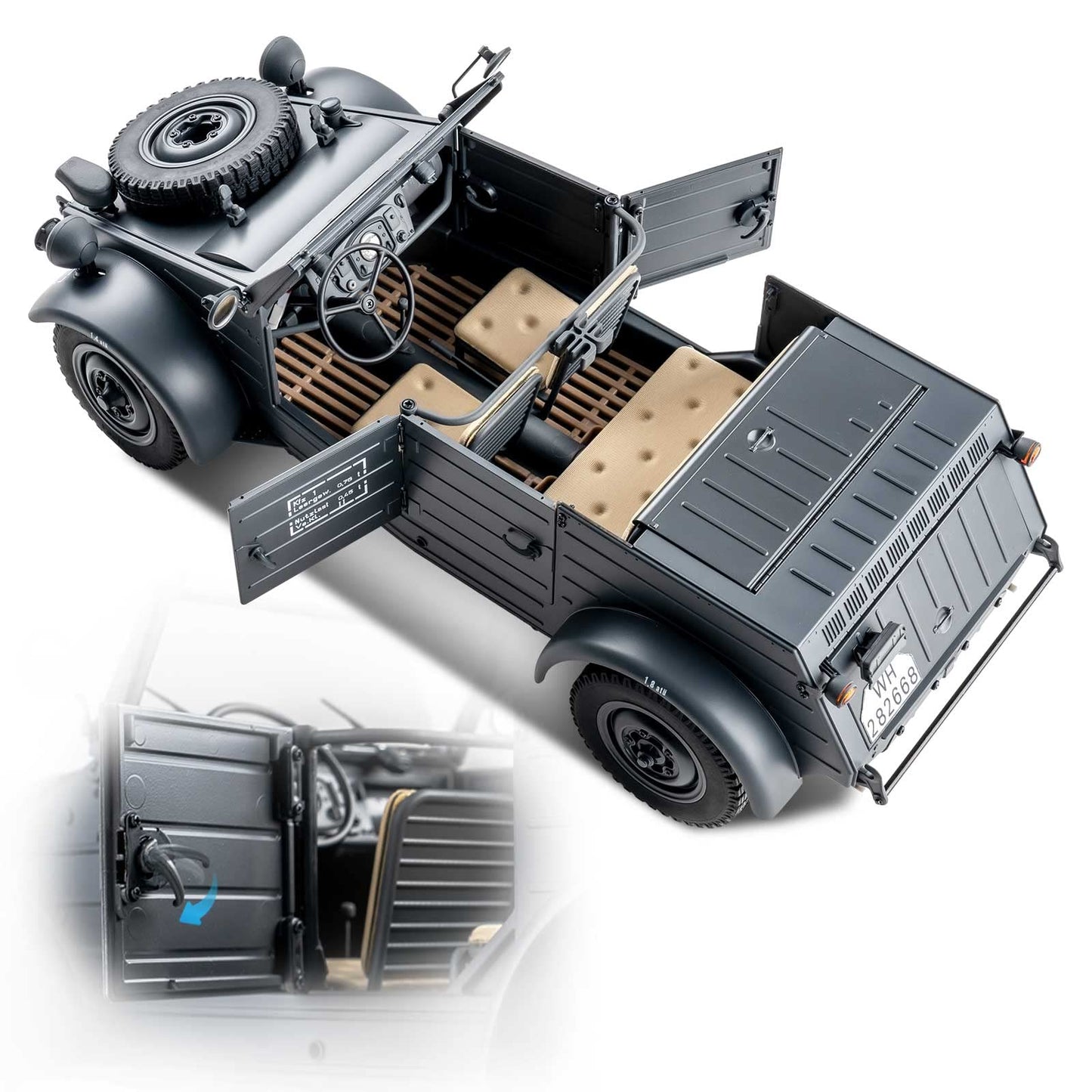 BEEZRC RocHobby 1/12 RC Crawler Kubelwagen Type 82 Model Car RC Car 8Km/h Hobby RC Crawler RC Cars Remote Control Car Nostalgia