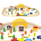 60Pcs Train Set For 3 Year Old Boys, Double-Side Wooden Train Set Tracks For Toddlers, Fits Brio, Thomas, Melissa And Doug, Kids Wood Train Toys For 3 4 5 Year Old Boys And Girls (Yellow)