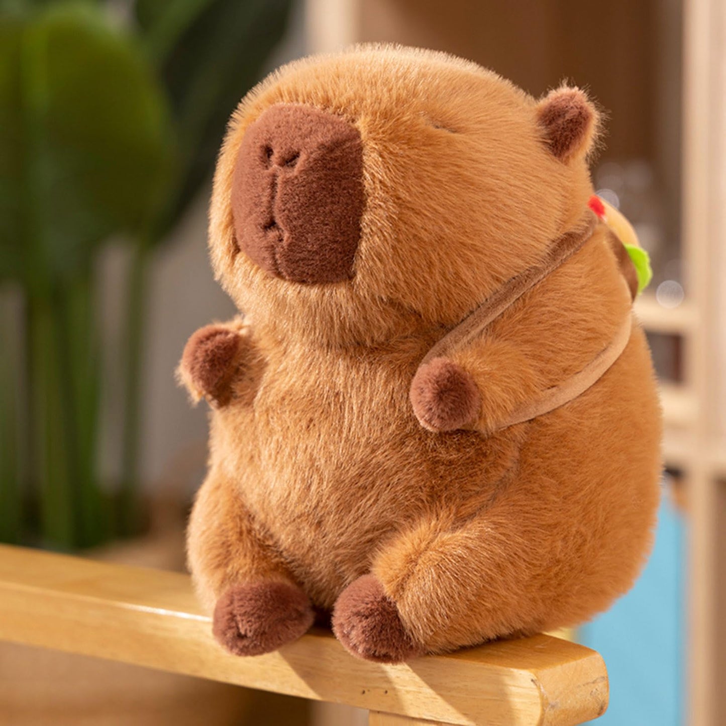 Soft Capybara Stuffed Animals Capybara Plush Toys Plushies with Hamburger Backpack Cuddly Rodents Doll Gift for Kids and Lovers