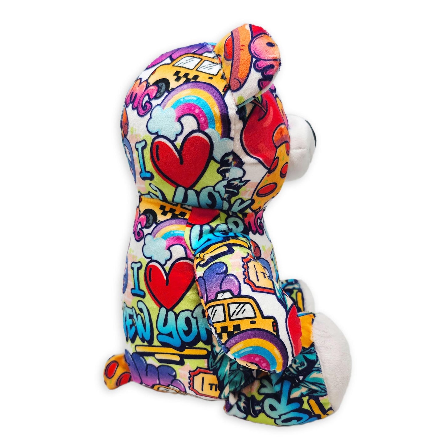 PLUSHOLOGY I Love New York Graffiti Teddy Bear Eco Friendly Stuffed Animal; Cuddly Soft Velboa Plush Animal for Kids 3 Years Old to mature-themeds; Child-Safe Embroidered Face Details (10 Tall When Seated)