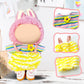 17cm Doll Clothes Labubu Clothes for 6.7inch(17cm) Dolls enhanced Doll Outfit with Hat and Accessories(Clothes Only) (Pink Yellow)