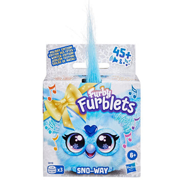 Furby Furblets SNO-Way Holiday Edition Mini Friend, 9.5cm, Electronic Plush Toy, Interactive, Blue & White, Model G0398