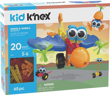 K'Nex Kid Wings & Wheels Building Set - 65 Pieces - Ages 3+ - Preschool Educational Toy