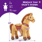 Ponycycle Kids Ride On Horse Toys Plush Interactive Riding Horse Ride For Toddlers 3-5 Walking Rocking Horse With Wheels, No Battery Or Electricity, Giddy Up Riding Toys Light Brown E336