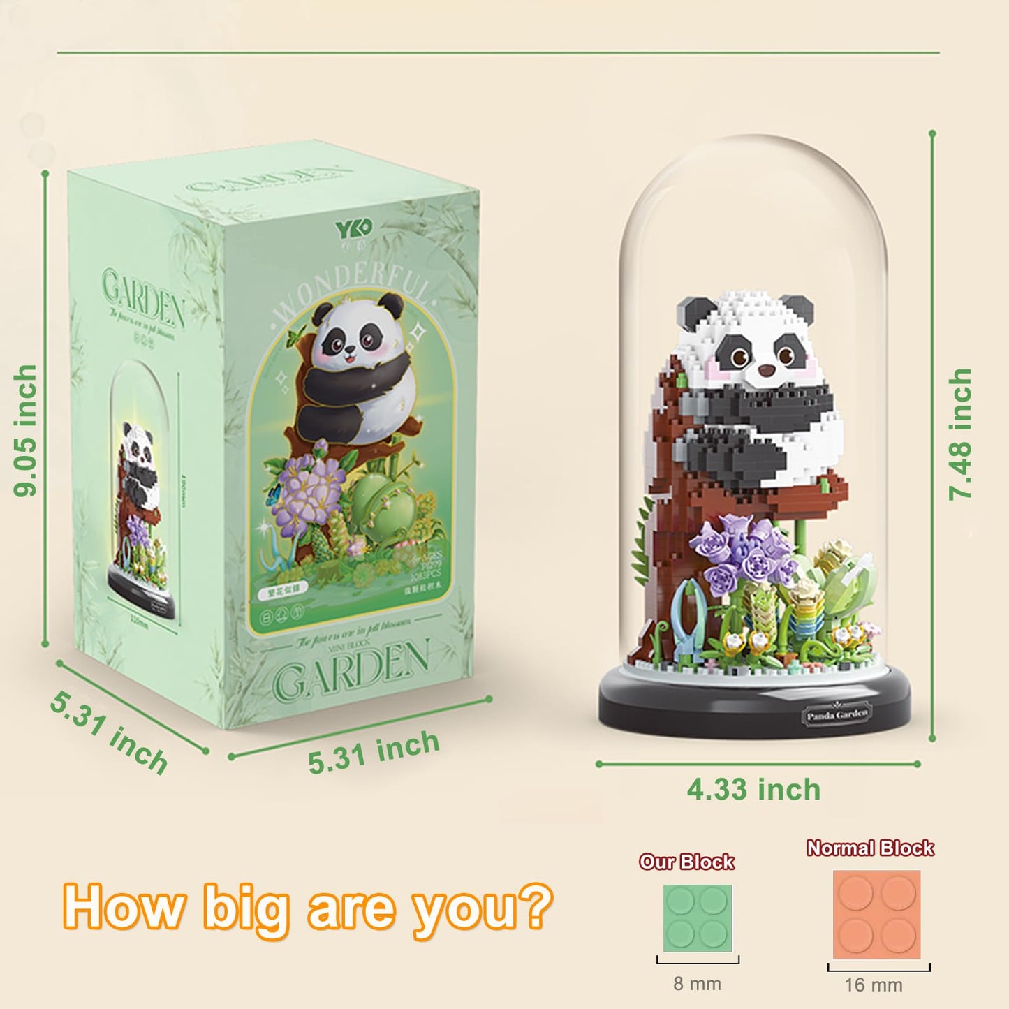 QARULUS Panda Flower Building Set - Plastic Animal Building Blocks for Kids Age 6-12 - Perfect Gift for Parties & Holidays
