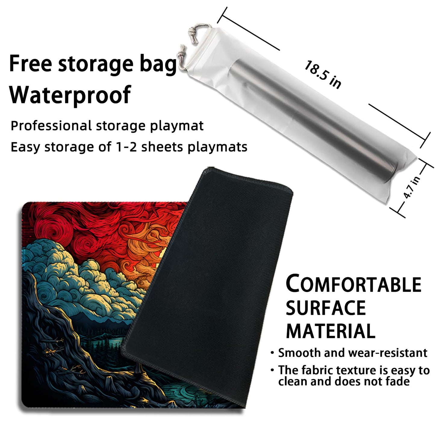 Malqiqi Playmat For Mtg, With Free Storage Bags,Game Mat 24 X 14 Inches, Tcg And Board Game Mat For Cards,Mousepad Desk Mats (Regular,Magic Mat 9)