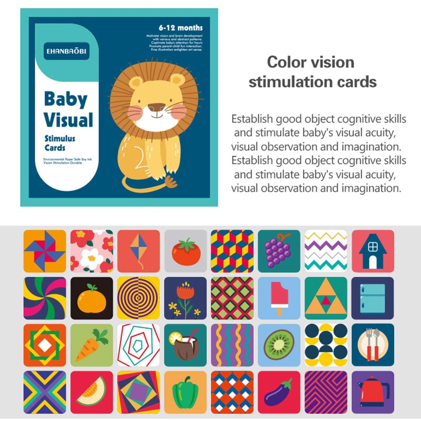 High Contrast Baby Flashcards, 96 Pcs 192 Pages Black White Colorful Visual Sensory Stimulation Learning Activity Card For Newbo