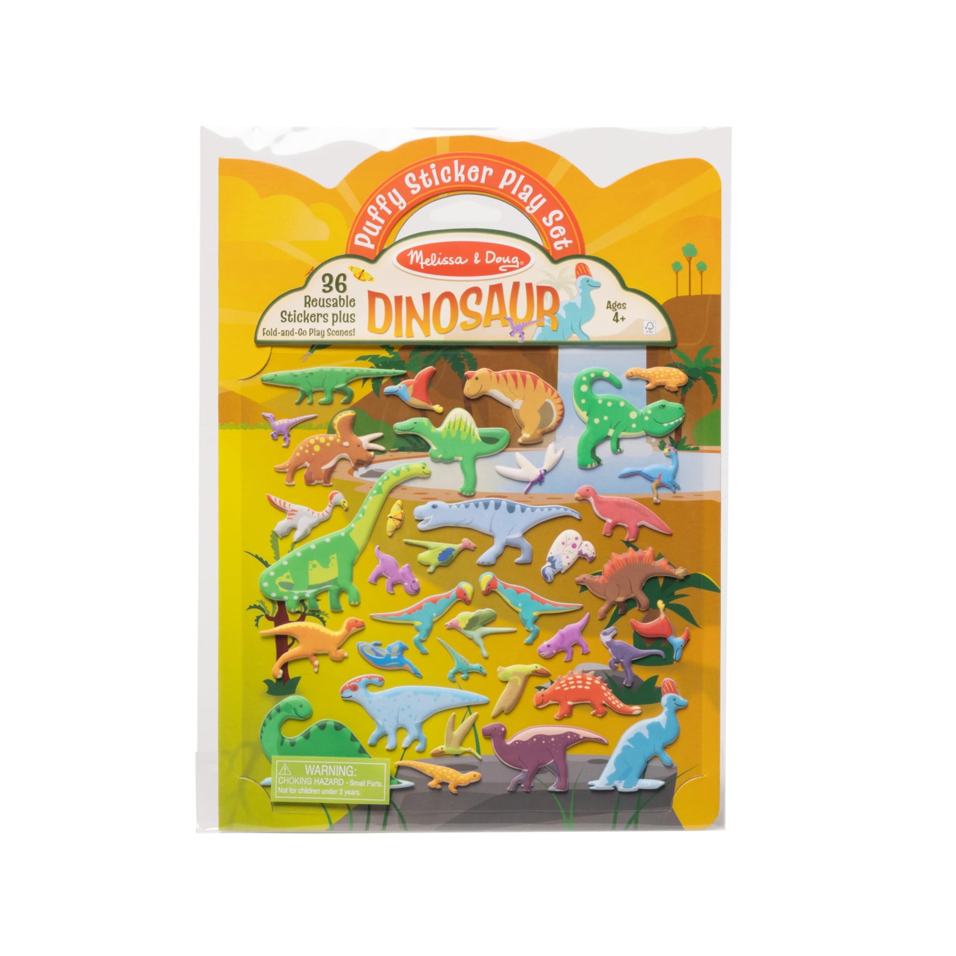 Melissa & Doug Dinosaur Puffy Sticker Play Set Travel Toy with Double-Sided Background, 36 Reusable Puffy Stickers - FSC Certifi