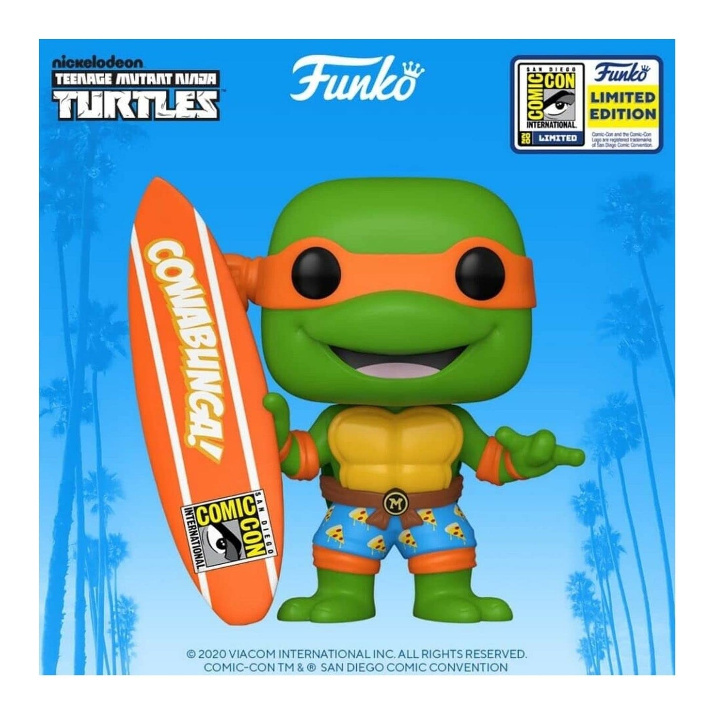 Funko Pop! Television #1019 Tmnt Michelangelo With Surfboard (Sdcc 2020 Exclusive)