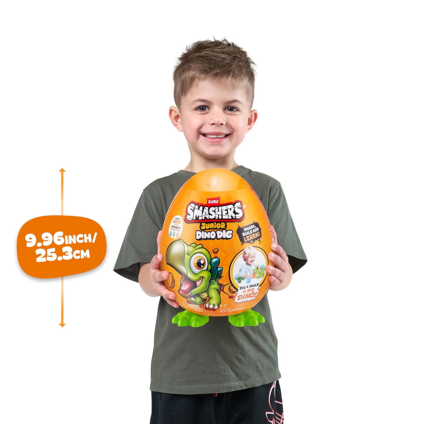 ZURU SMASHERS Junior Dino Dig Small Egg - Triceratops - 12+ Surprises - Plastic Preschool Toys - Model 74116B - Ages 3+