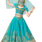 Ellydoor Princess Jasmine Costume For Girls Aladdin Dress Up Halloween Cosplay Party Belly Dance Outfit Blue, Tag 120