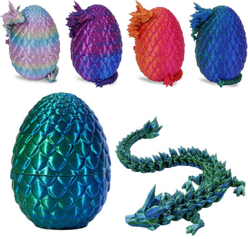 Cessfle 3D Printed Dragon In Egg, Crystal Dragon Eggs With Dragon Inside, Full Articulated Dragon Eggs 3D Dragon Toys, Mystery D