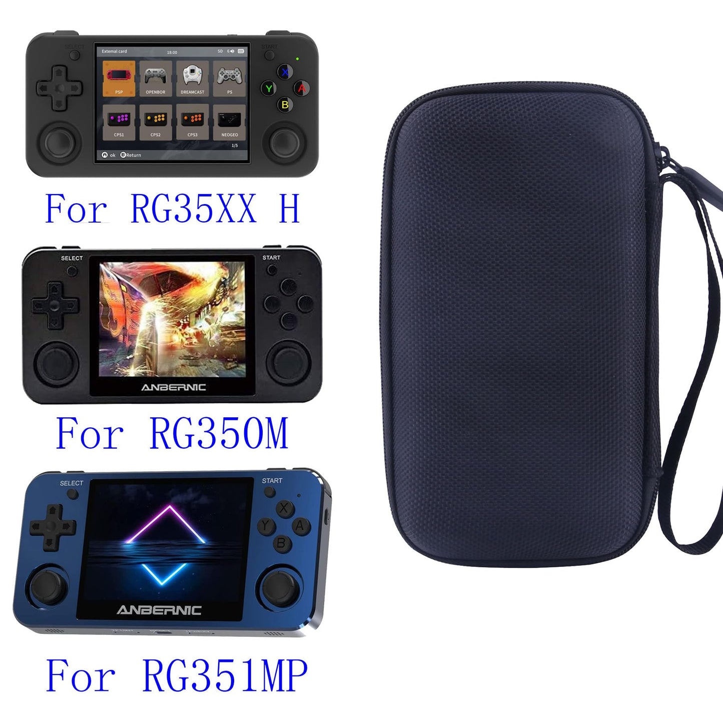 Werjia Hard Carrying Case For Rg35Xx H /Rg351Mp/Rg350M/ Rg350P Handheld Retro Game Storage Suitcase (Black)