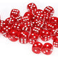 Chessex Dice d6 Sets: Red with White Translucent - 12mm Six Sided Die (36) Block of Dice