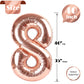 Rose Gold Number 8 Balloon 40 Inch, 8 Balloon Number, 8Th Birthday Decorations, Rose Gold Party Supplies For Boys Girls