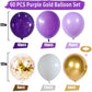 Jobkoo Purple White 60Pcs Balloon Set For Girls Birthday, Princess Themed With Gold Confetti, 12-Inch Latex Balloons For Baby Sh