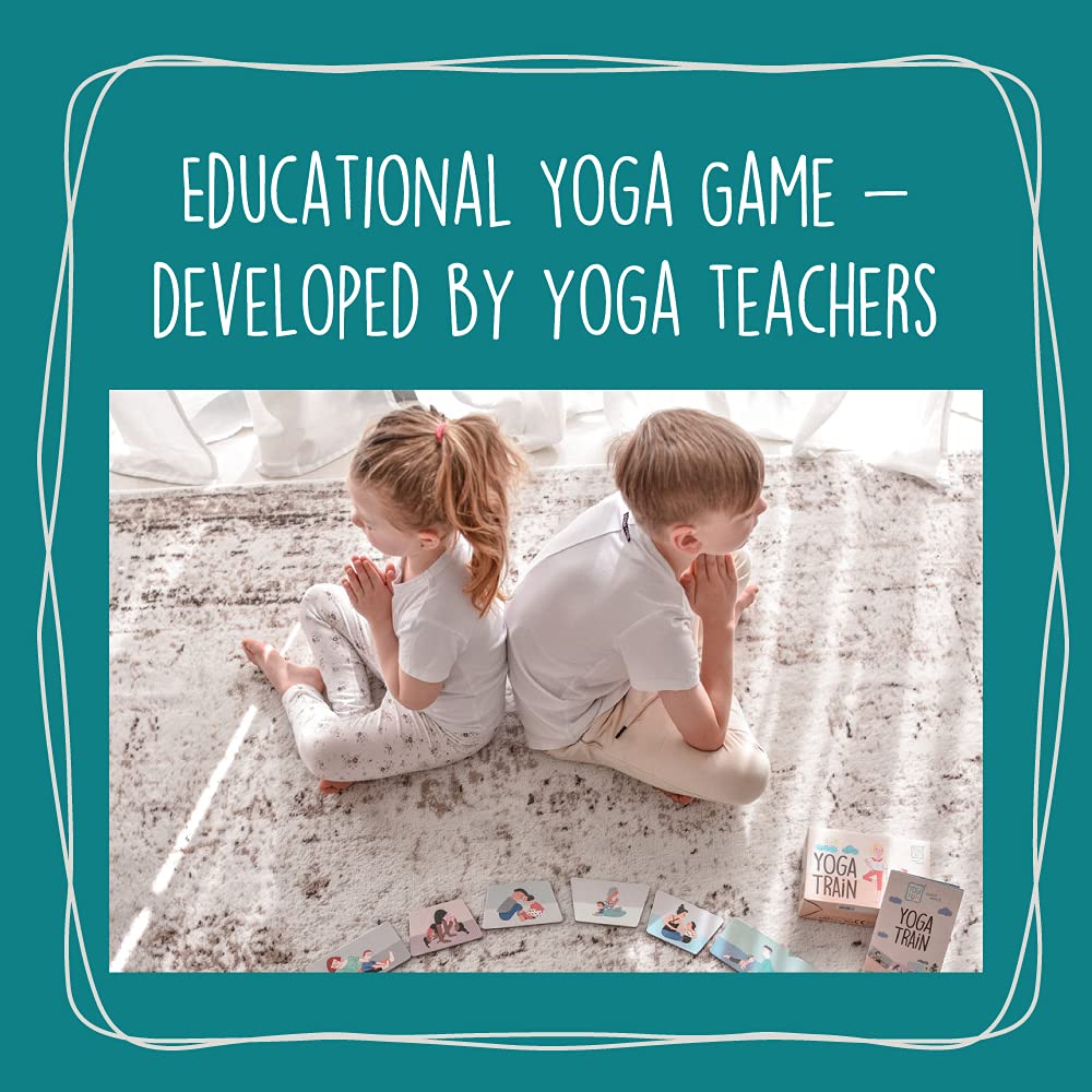 YOGi FUN Yoga Train Game - Mindfulness Cards for Kids & Adults, Family Game, White & Pink, Model 237457, Paper Material