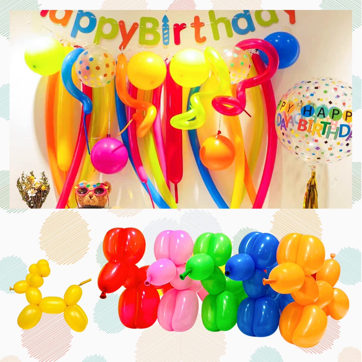 Long Orange 260 Balloons Kit For Kids Party Decor, Bright Orange Long Balloons Twisting Animals Pack Thicken Latex For Halloween